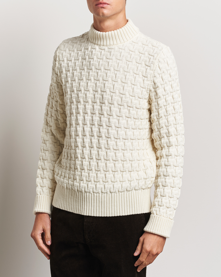 Mies | Puserot | S.N.S. Herning | Stark Wool Cable Knit Sweater Natural White