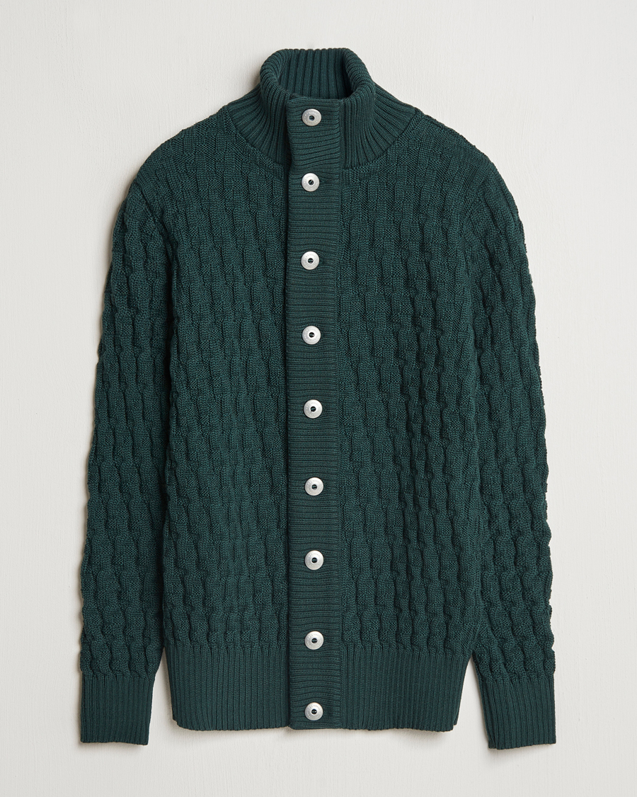 Mies | Puserot | S.N.S. Herning | Stark Wool Cable Knit Cardigan Thunder Green