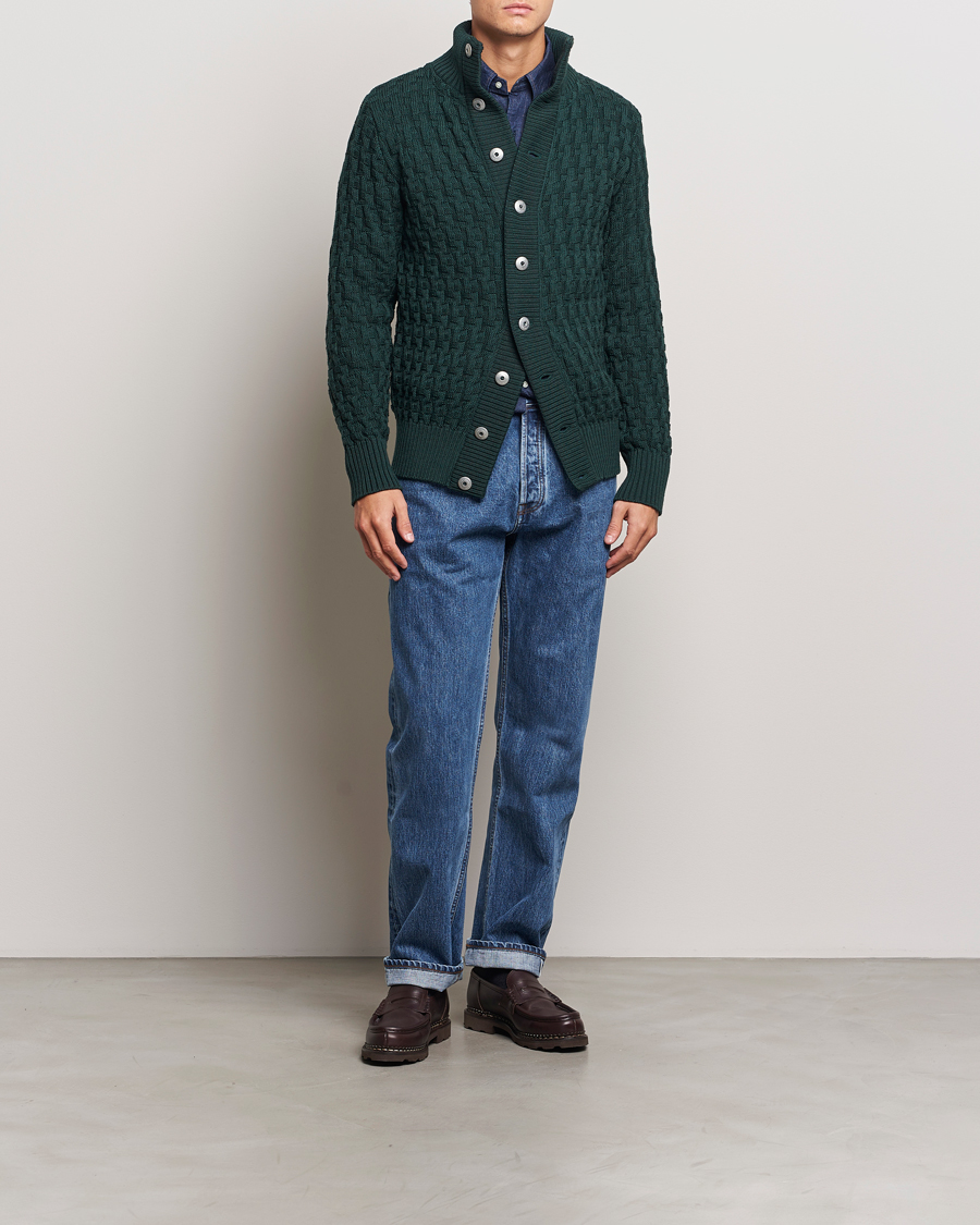 Mies | Puserot | S.N.S. Herning | Stark Wool Cable Knit Cardigan Thunder Green