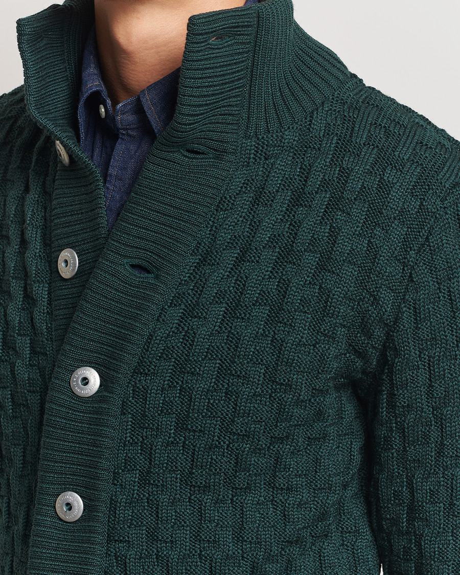 Mies | Puserot | S.N.S. Herning | Stark Wool Cable Knit Cardigan Thunder Green