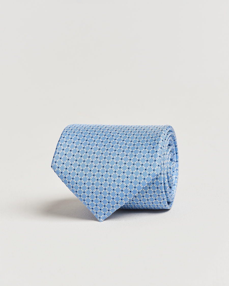Mies | E. Marinella 3-Fold Printed Silk Tie Light Blue | E. Marinella | 3-Fold Printed Silk Tie Light Blue