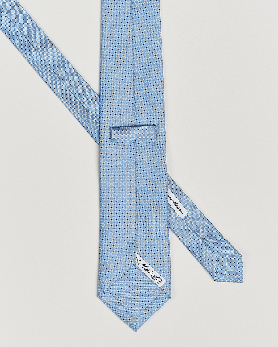 Mies | E. Marinella 3-Fold Printed Silk Tie Light Blue | E. Marinella | 3-Fold Printed Silk Tie Light Blue
