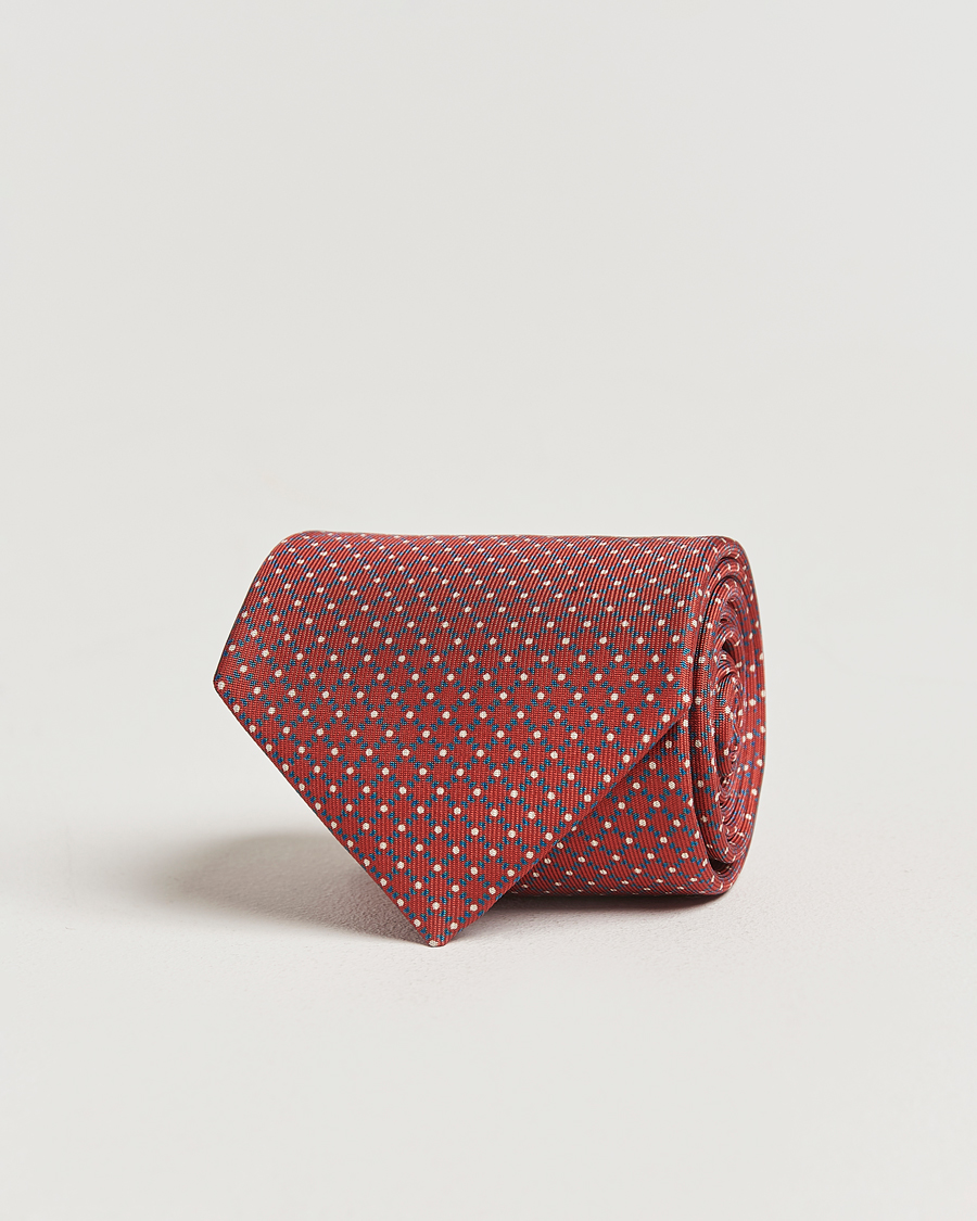 Mies | E. Marinella 3-Fold Printed Silk Tie Burgundy | E. Marinella | 3-Fold Printed Silk Tie Burgundy
