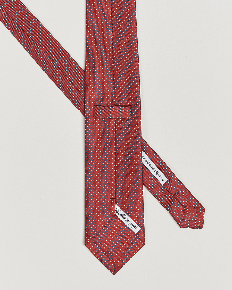 Mies | E. Marinella 3-Fold Printed Silk Tie Burgundy | E. Marinella | 3-Fold Printed Silk Tie Burgundy