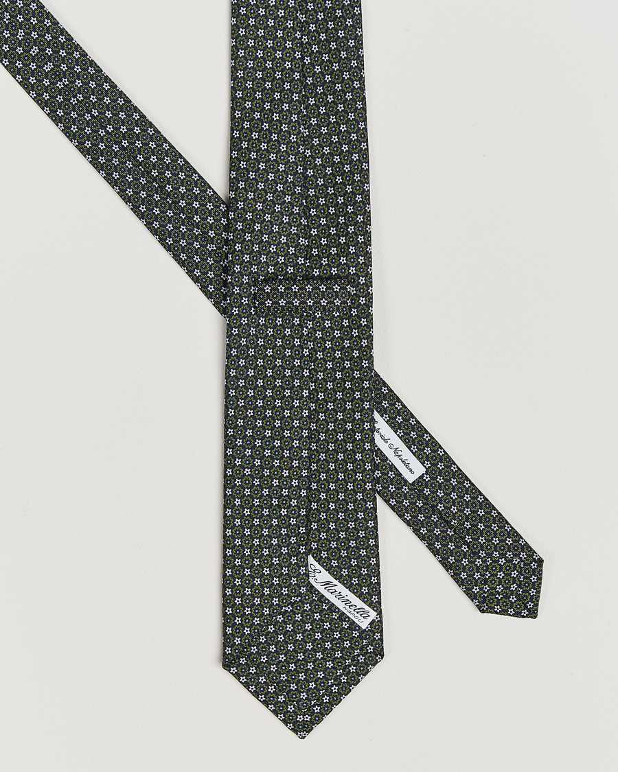 Mies | E. Marinella 3-Fold Printed Silk Tie Navy/Green | E. Marinella | 3-Fold Printed Silk Tie Navy/Green
