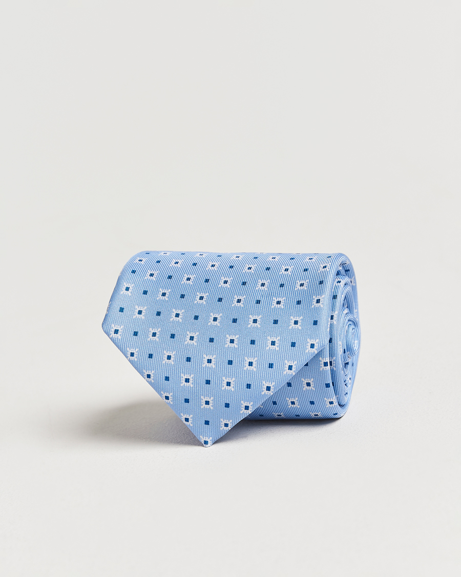 Mies | E. Marinella 3-Fold Printed Silk Tie Light Blue | E. Marinella | 3-Fold Printed Silk Tie Light Blue