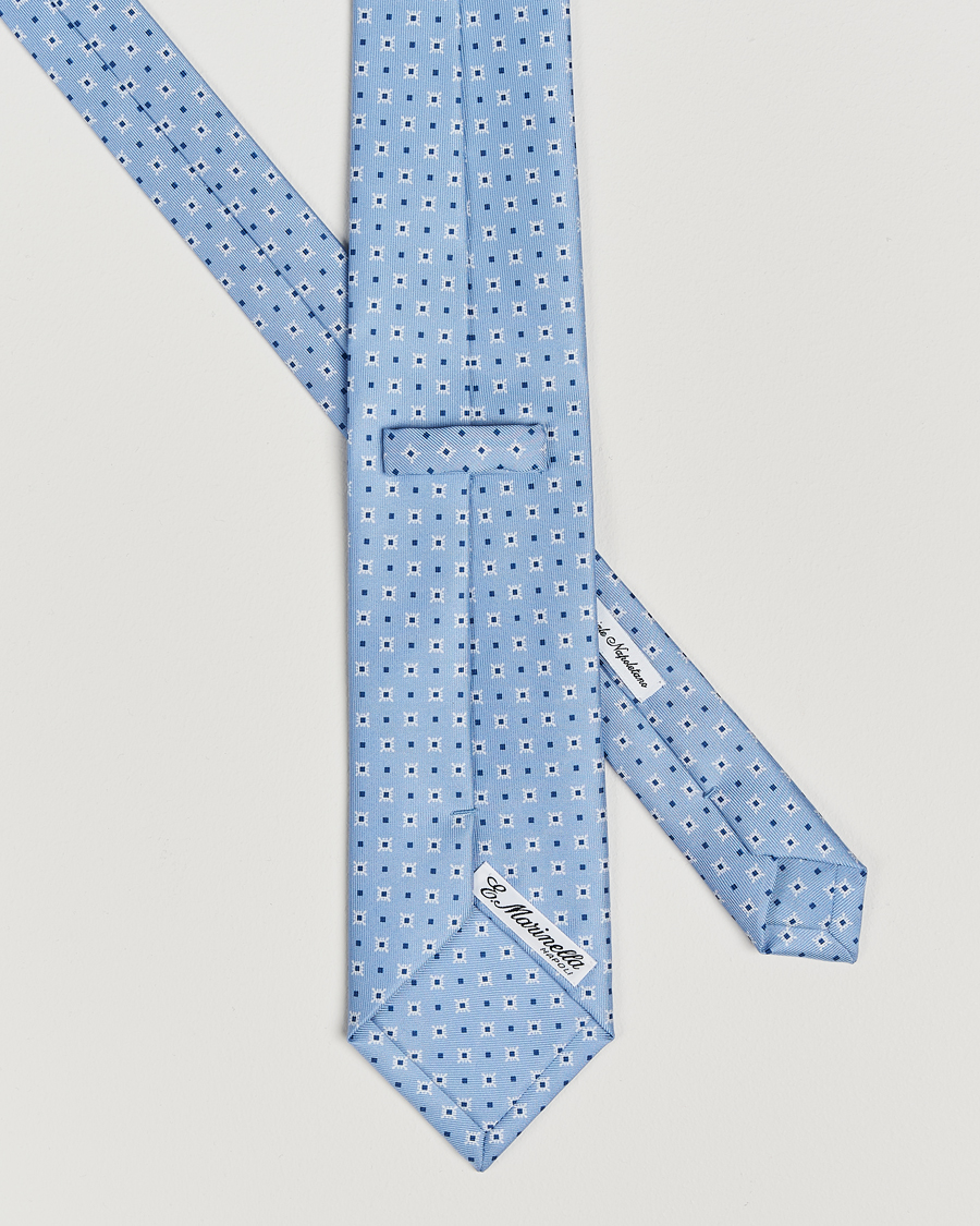 Mies | E. Marinella 3-Fold Printed Silk Tie Light Blue | E. Marinella | 3-Fold Printed Silk Tie Light Blue