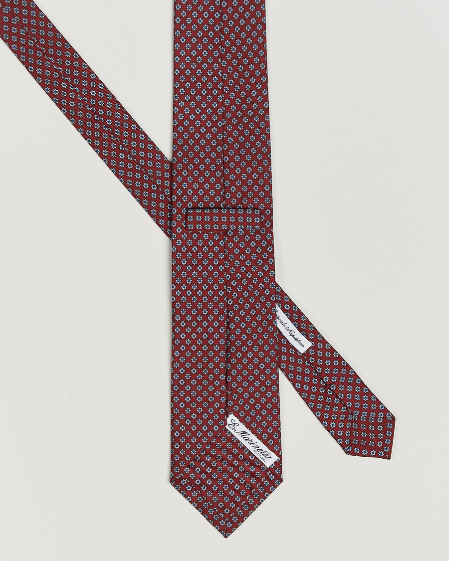 Mies | E. Marinella 3-Fold Printed Silk Tie Burgundy | E. Marinella | 3-Fold Printed Silk Tie Burgundy