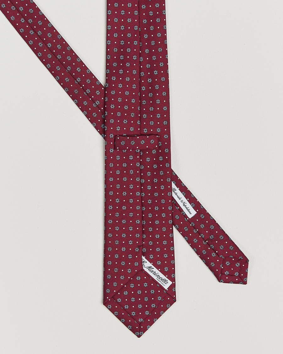 Mies | E. Marinella 3-Fold Printed Silk Tie Burgundy | E. Marinella | 3-Fold Printed Silk Tie Burgundy