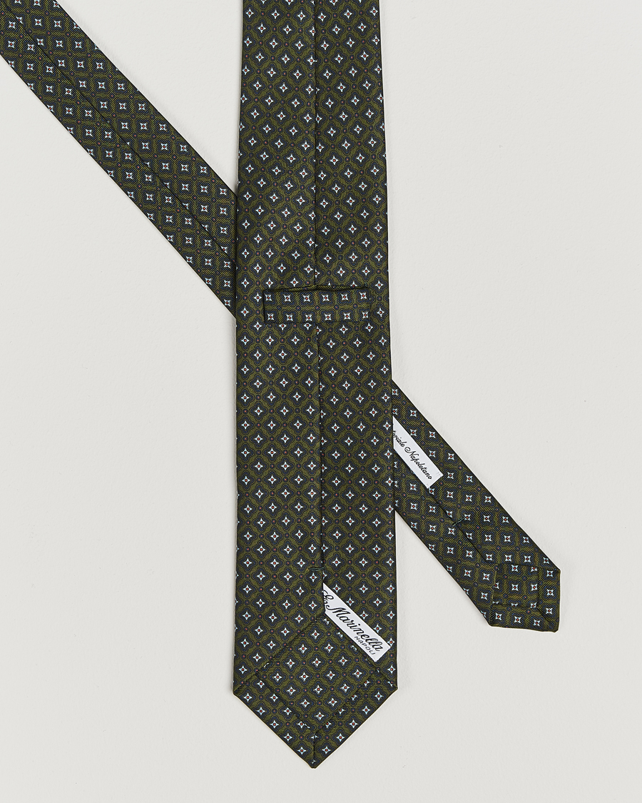 Mies | E. Marinella 3-Fold Printed Silk Tie Dark Green | E. Marinella | 3-Fold Printed Silk Tie Dark Green