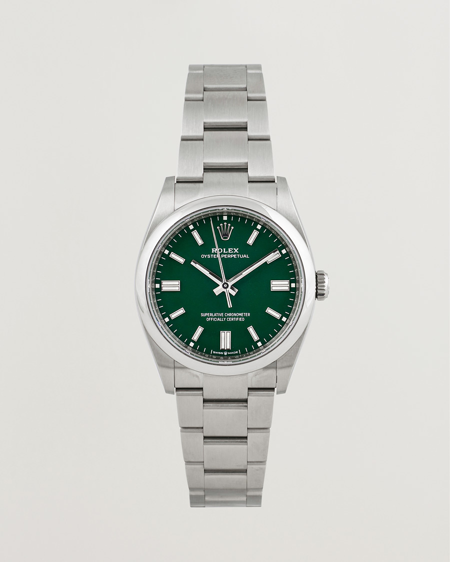 Mies | Rolex Pre-Owned Oyster Perpetual 36 126000 Steel Green Silver | Rolex Pre-Owned | Oyster Perpetual 36 126000 Steel Green Silver