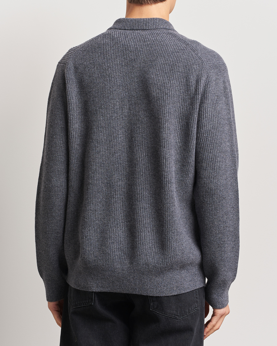 Mies | Puserot | Samsøe Samsøe | Saisaks Merino Rib Knitted Full Zip Charcoal