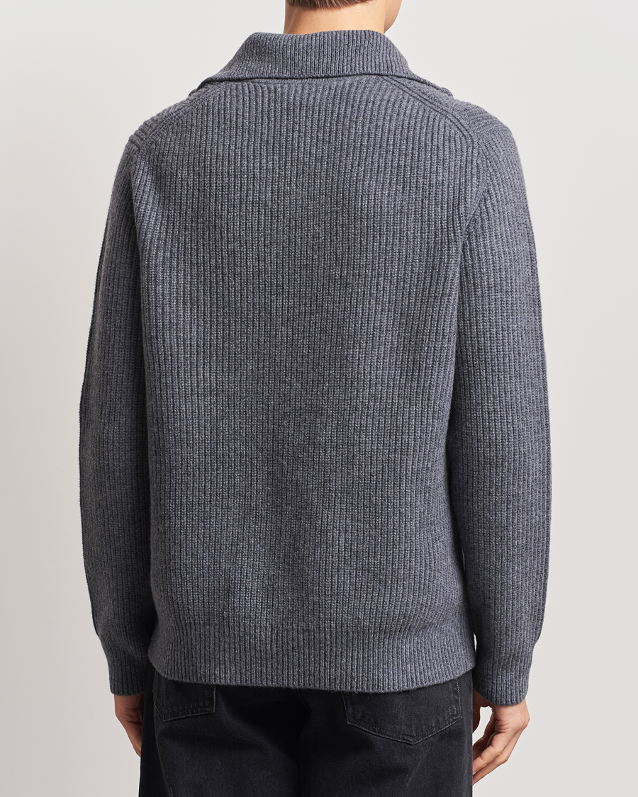 Mies | Puserot | Samsøe Samsøe | Jacks Merino Rib Knitted Half Zip Charcoal