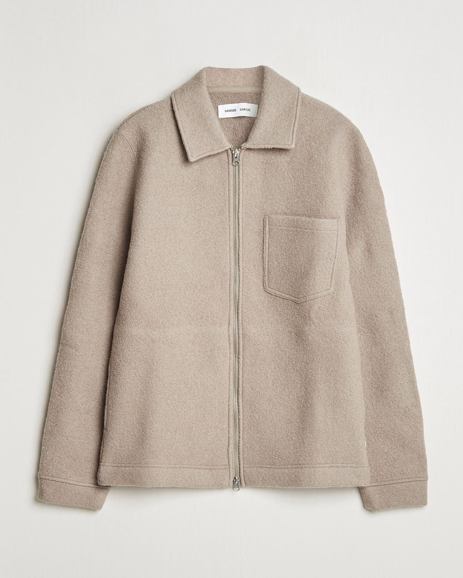 Mies | Puserot | Samsøe Samsøe | Hannes Boiled Wool Full Zip Seneca Rock