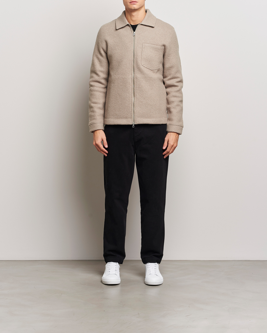 Mies | Puserot | Samsøe Samsøe | Hannes Boiled Wool Full Zip Seneca Rock