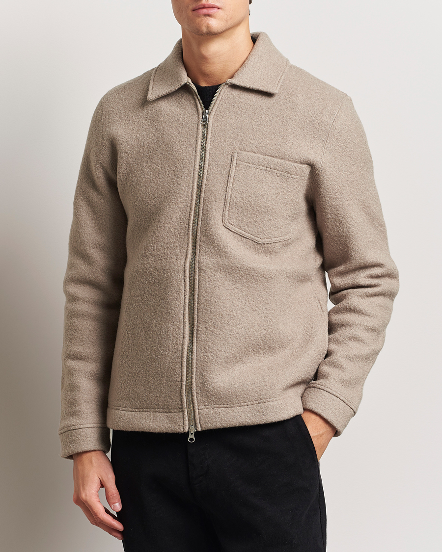 Mies | Puserot | Samsøe Samsøe | Hannes Boiled Wool Full Zip Seneca Rock