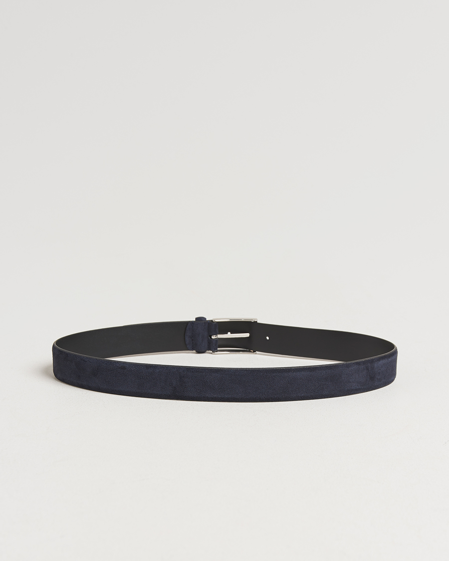Mies | Vyöt | Anderson's | Calf Suede 3,5 cm Belt Navy