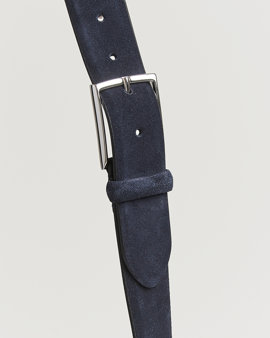 Mies | Vyöt | Anderson's | Calf Suede 3,5 cm Belt Navy
