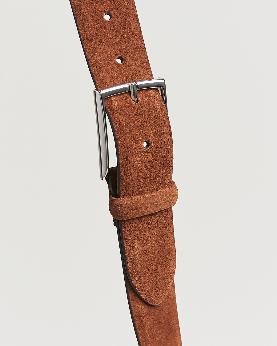 Mies | Vyöt | Anderson's | Calf Suede 3,5 cm Belt Tobacco