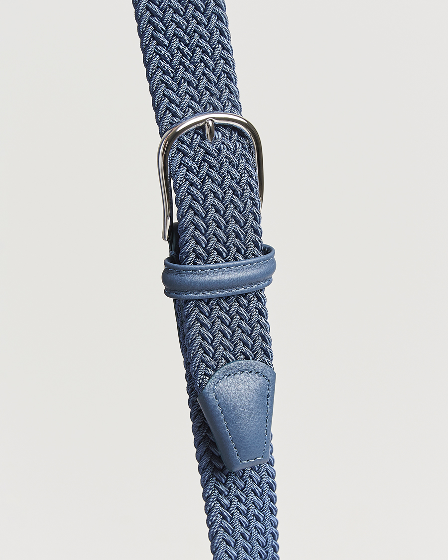 Mies | Vyöt | Anderson's | Stretch Woven 3,5 cm Belt Air Force Blue