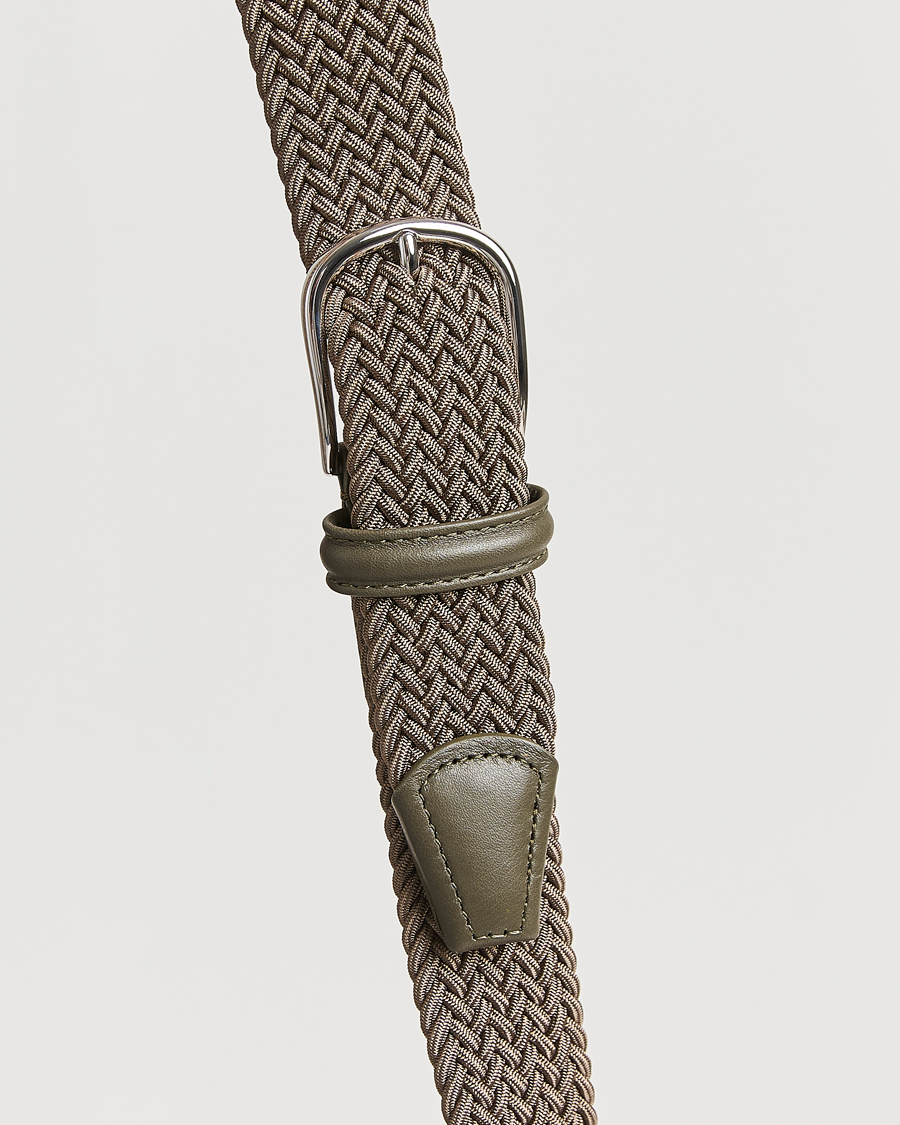 Mies | Vyöt | Anderson's | Stretch Woven 3,5 cm Belt Khaki
