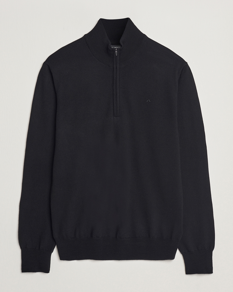 Mies | Puserot | J.Lindeberg | Kiyan Merino Quarter Zip Black