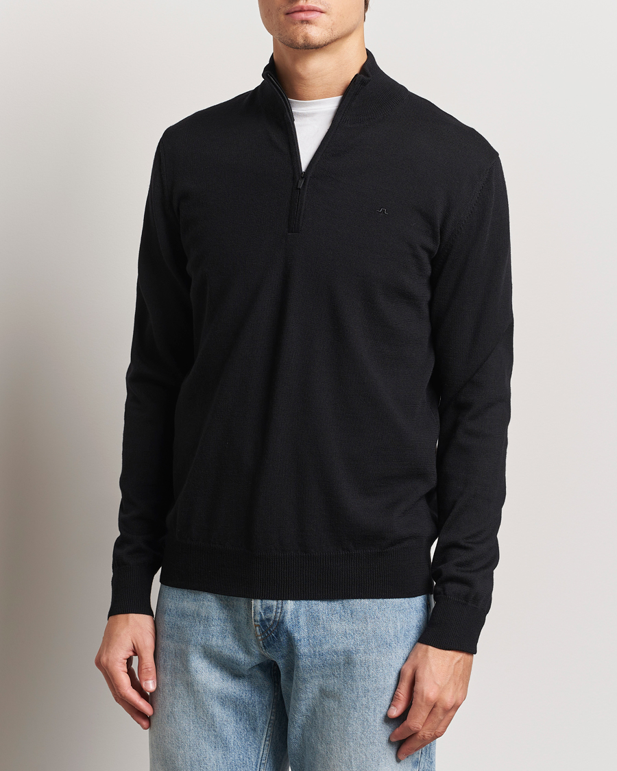 Mies | Puserot | J.Lindeberg | Kiyan Merino Quarter Zip Black