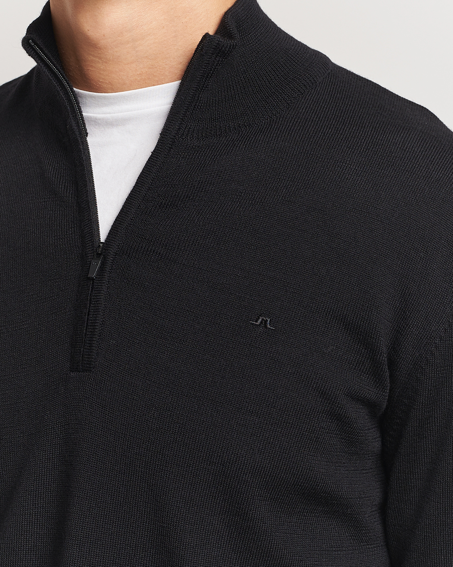 Mies | Puserot | J.Lindeberg | Kiyan Merino Quarter Zip Black