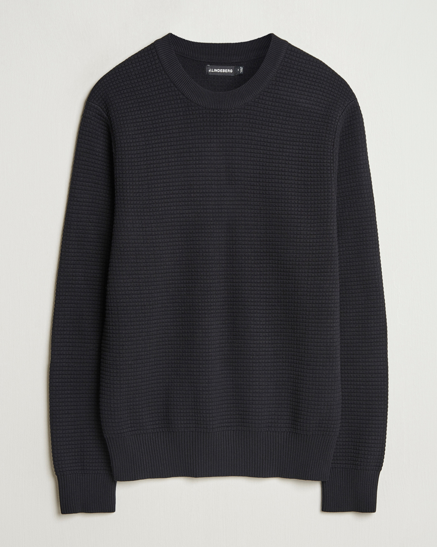 Mies | Puserot | J.Lindeberg | Oliver Structure Cotton Sweater Black