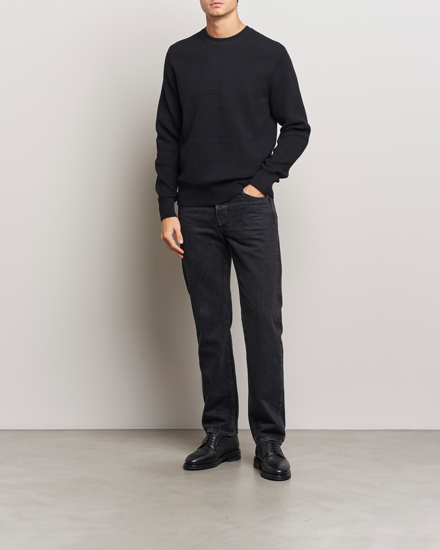 Mies | Puserot | J.Lindeberg | Oliver Structure Cotton Sweater Black