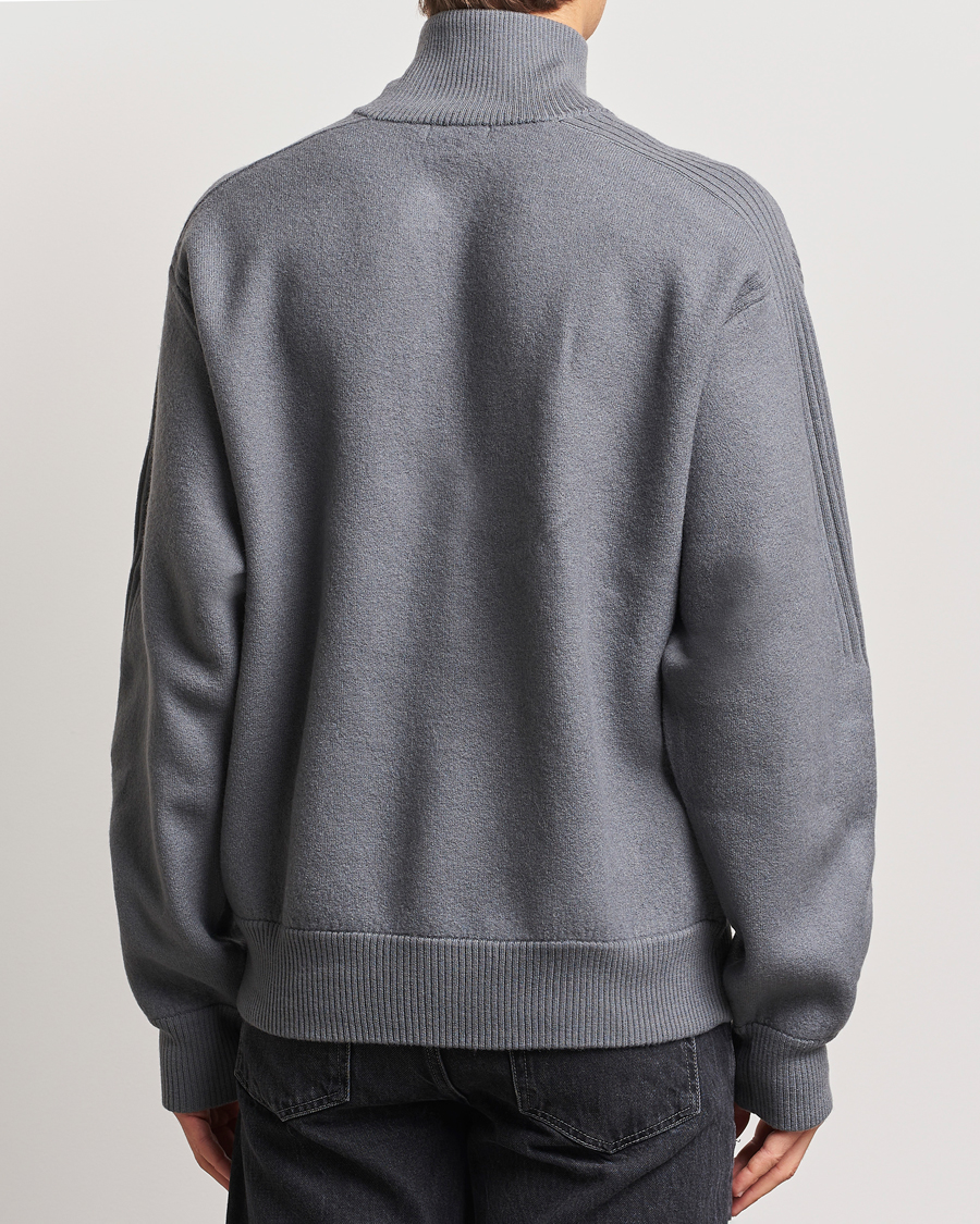 Mies | Puserot | J.Lindeberg | Bon Boiled Wool Quarter Zip Lava Smoke
