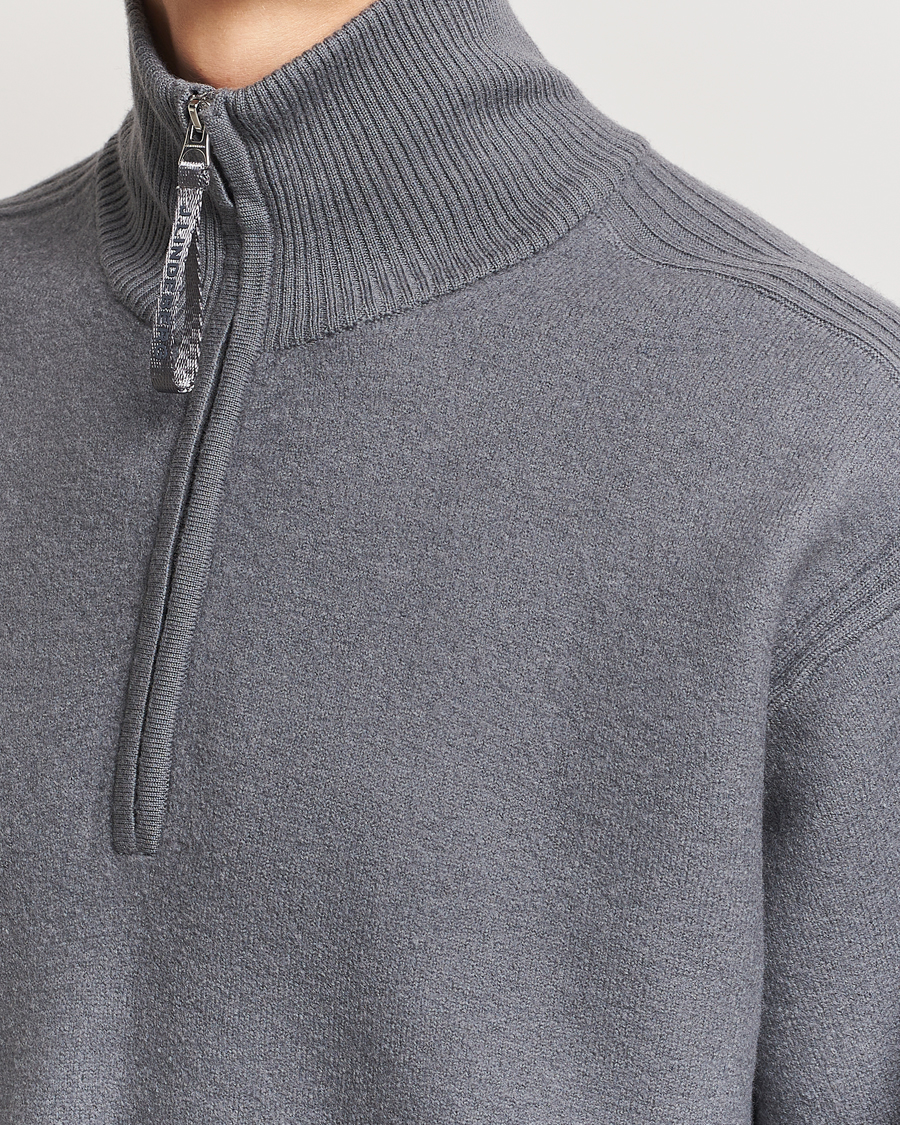 Mies | Puserot | J.Lindeberg | Bon Boiled Wool Quarter Zip Lava Smoke