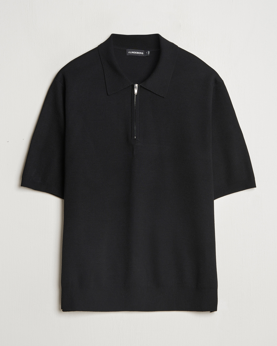 Mies | Puserot | J.Lindeberg | Tyler Quarter Zip Knit Polo Black