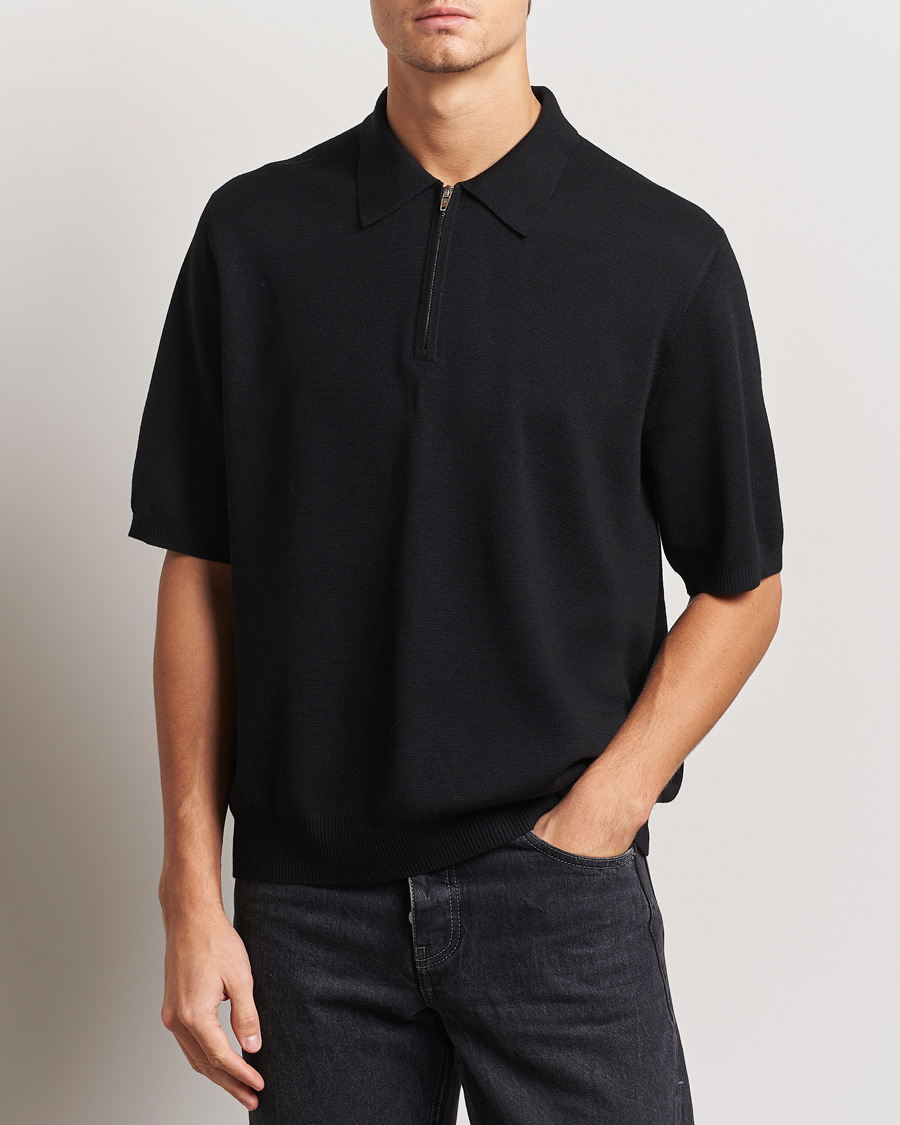 Mies | Puserot | J.Lindeberg | Tyler Quarter Zip Knit Polo Black