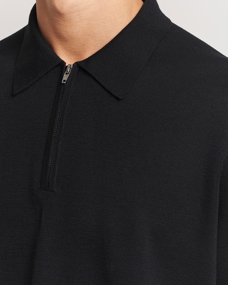 Mies | Puserot | J.Lindeberg | Tyler Quarter Zip Knit Polo Black