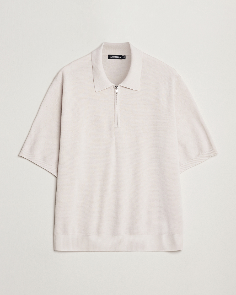 Mies | Puserot | J.Lindeberg | Tyler Quarter Zip Knit Polo Moonbeam