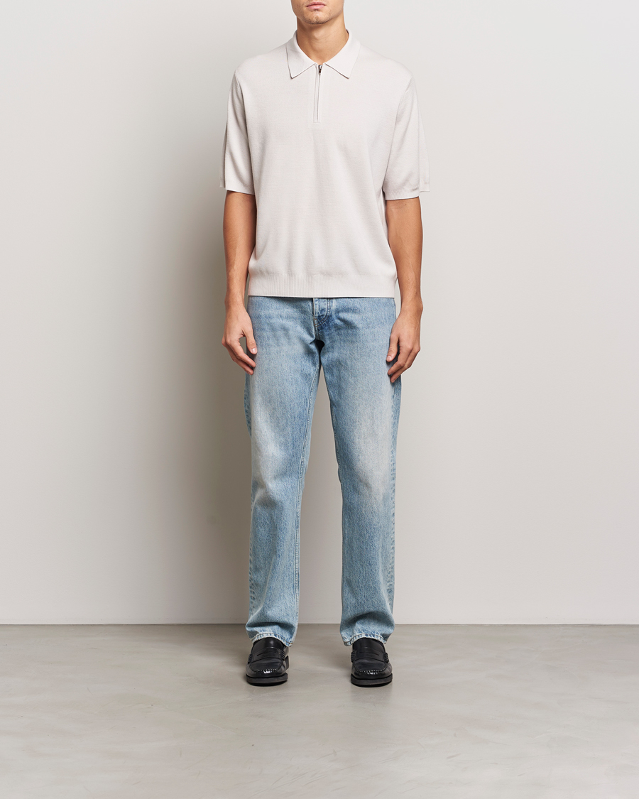 Mies | Puserot | J.Lindeberg | Tyler Quarter Zip Knit Polo Moonbeam