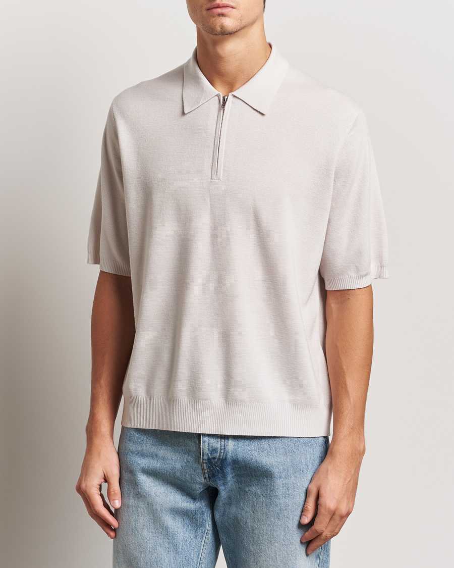 Mies | Puserot | J.Lindeberg | Tyler Quarter Zip Knit Polo Moonbeam