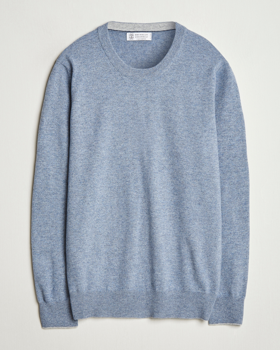 Mies | Puserot | Brunello Cucinelli | 2 Ply Cashmere Pullover Light Blue Denim