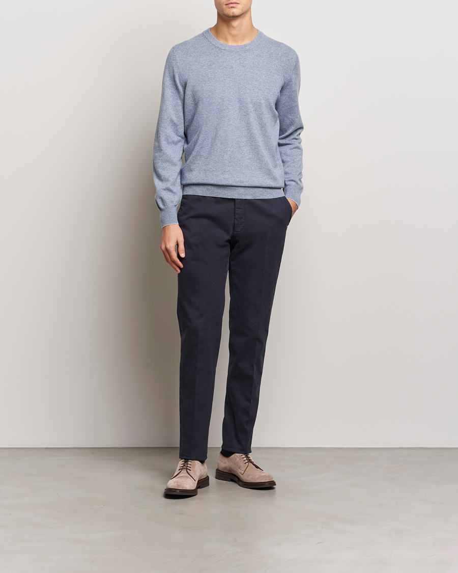 Mies | Puserot | Brunello Cucinelli | 2 Ply Cashmere Pullover Light Blue Denim