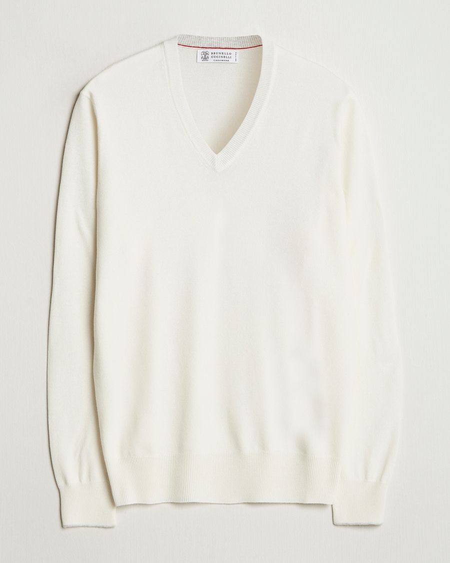 Mies | Puserot | Brunello Cucinelli | 2 Ply Cashmere V-Neck Panama