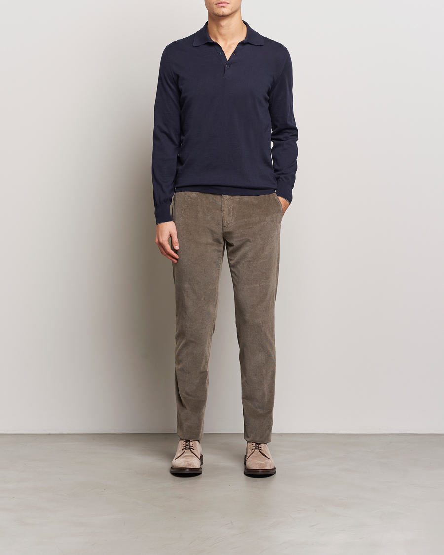 Mies | Puserot | Brunello Cucinelli | Long Sleeve Polo Navy