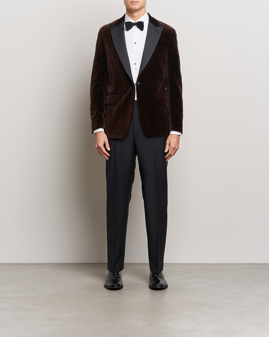 Mies | Pikkutakit | Oscar Jacobson | Frampton Velvet Tuxedo Blazer Brown