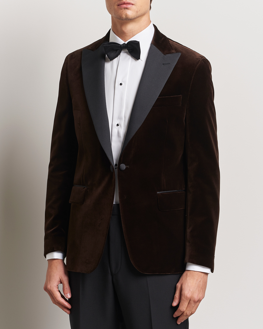 Mies | Pikkutakit | Oscar Jacobson | Frampton Velvet Tuxedo Blazer Brown
