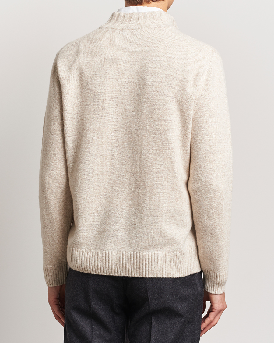 Mies | Puserot | Oscar Jacobson | Paul Wool/Cashmere Melange Half Zip Beige