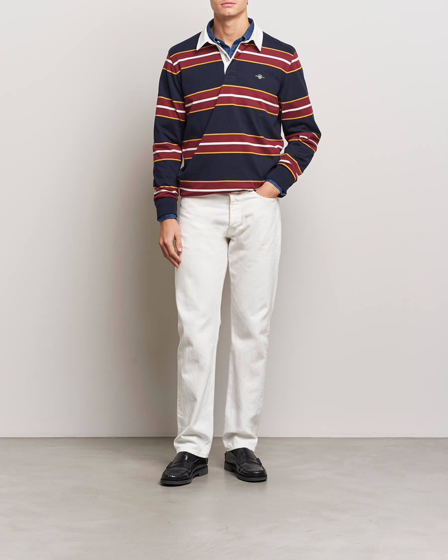 Mies | Puserot | GANT | Yarn Dyed Striped Heavy Rugger Evening Blue