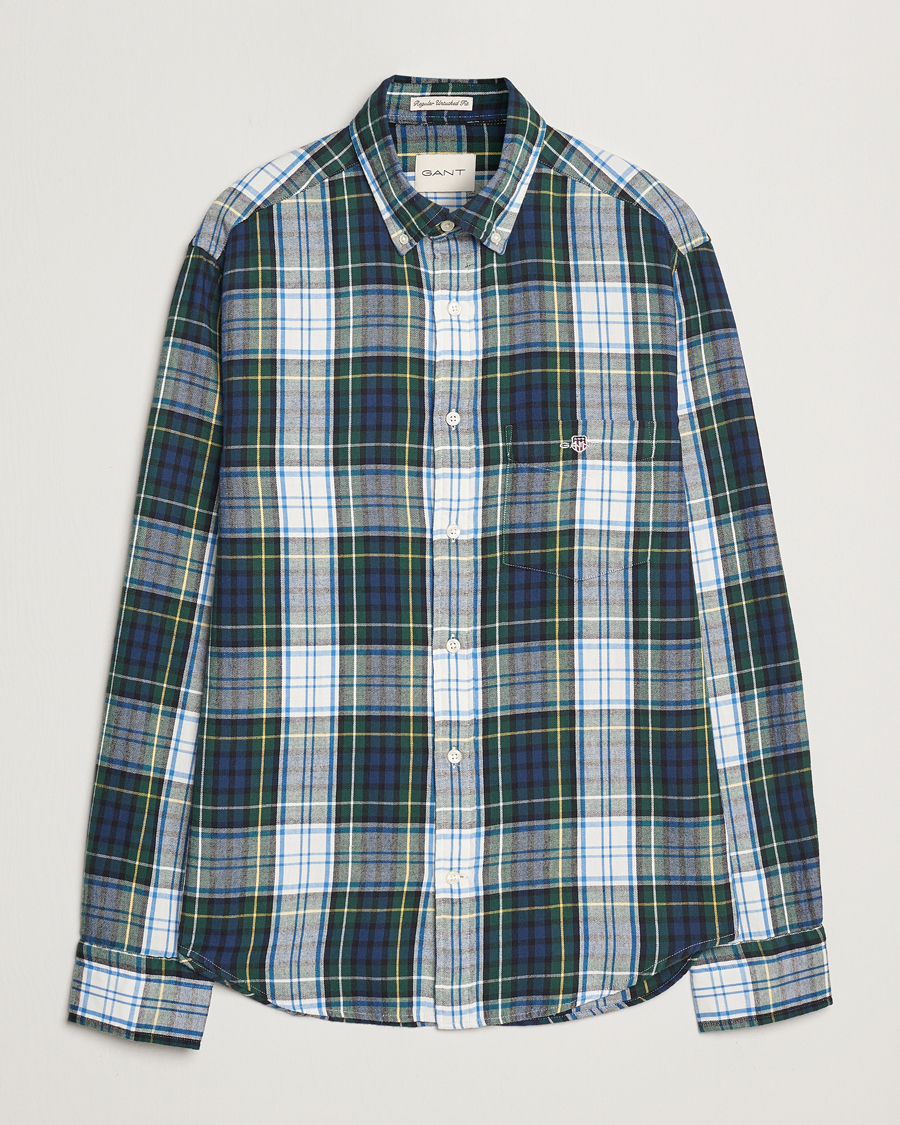 Mies | Kauluspaidat | Gant | Regular Flannel Check Shirt Tartan Green