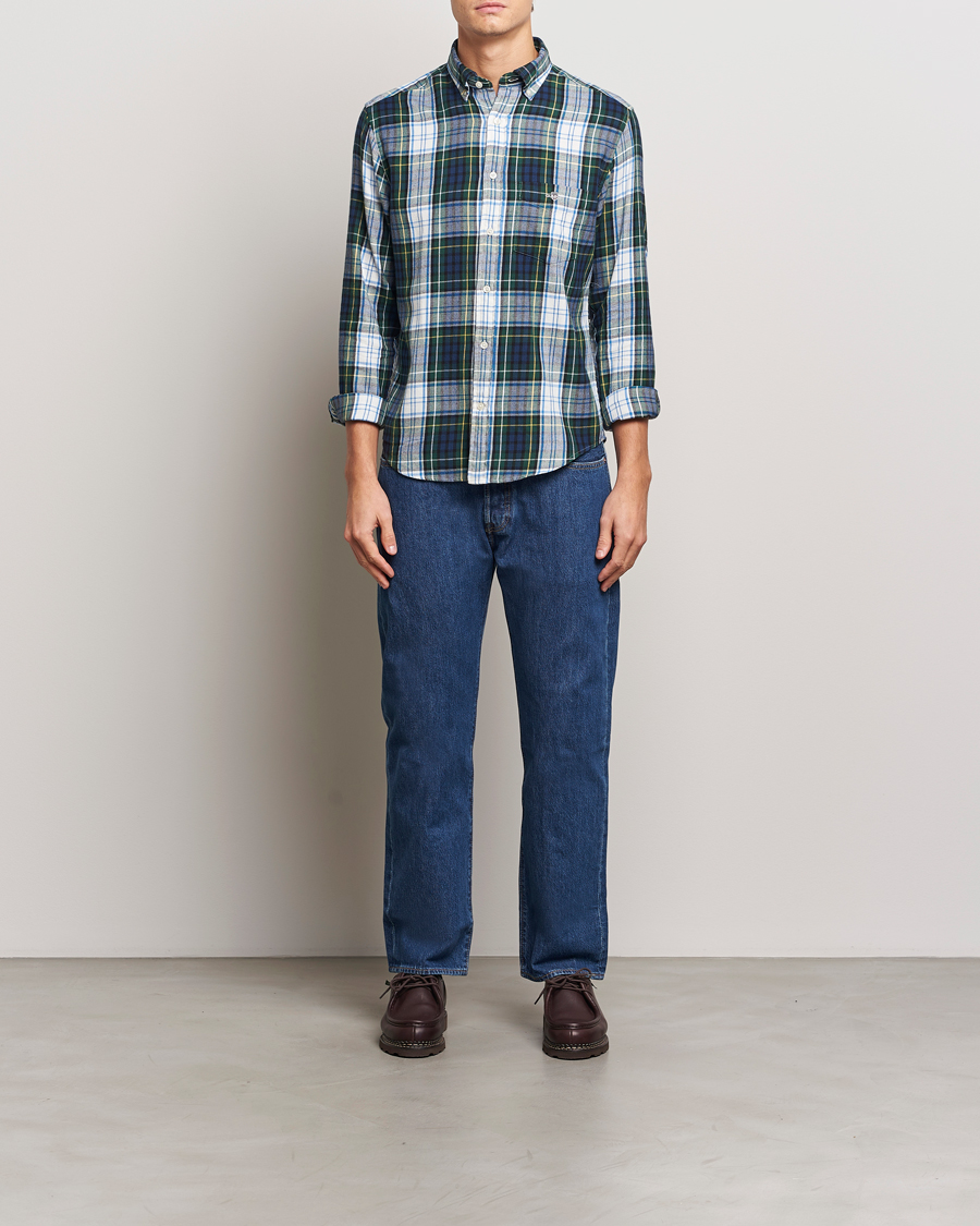 Mies | Kauluspaidat | Gant | Regular Flannel Check Shirt Tartan Green