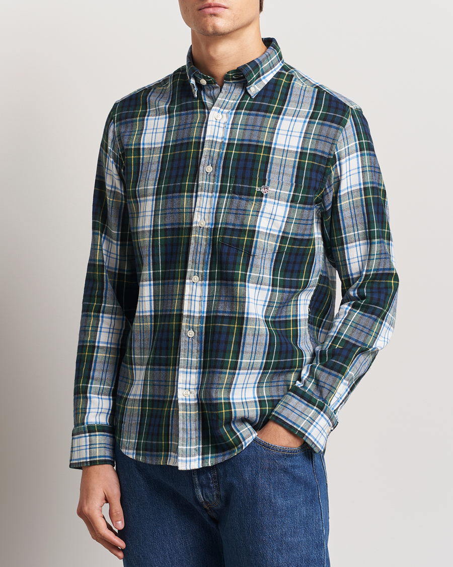 Mies | Kauluspaidat | Gant | Regular Flannel Check Shirt Tartan Green