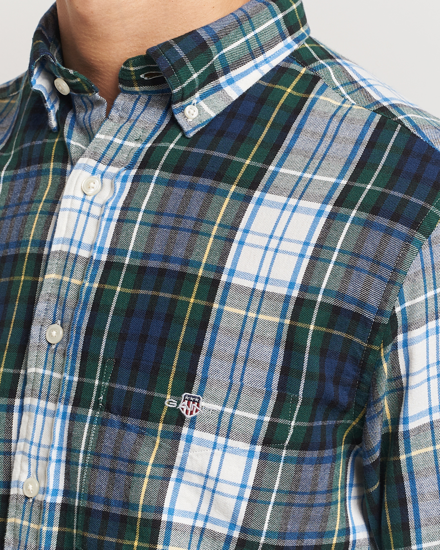 Mies | Kauluspaidat | Gant | Regular Flannel Check Shirt Tartan Green